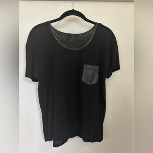 The Kooples black t shirt with leather pocket